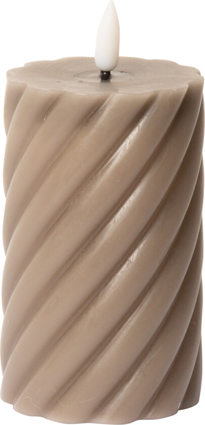 Spiralled Led Pillar Candle - Brown - H11CM
