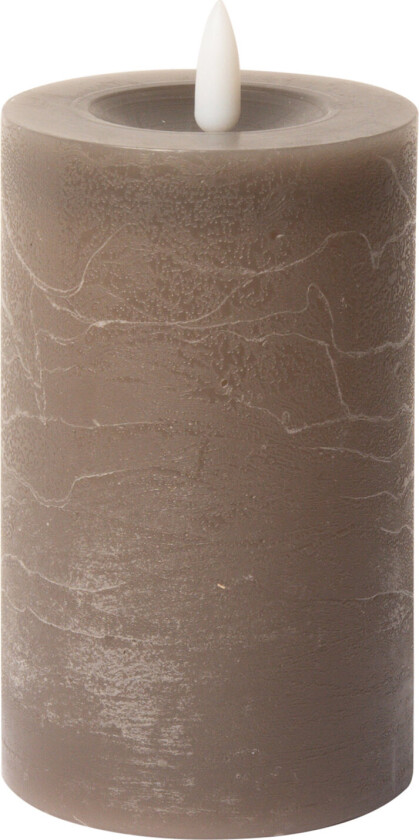 Rustic Finish Led Pillar Candle - Brown - H12.5CM