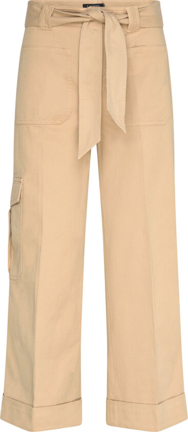 Pleated Cotton Twill Wide-Leg Cargo Pant - Beige - 36