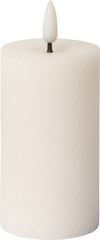 Swirled Led Pillar Candle - White - H10CM