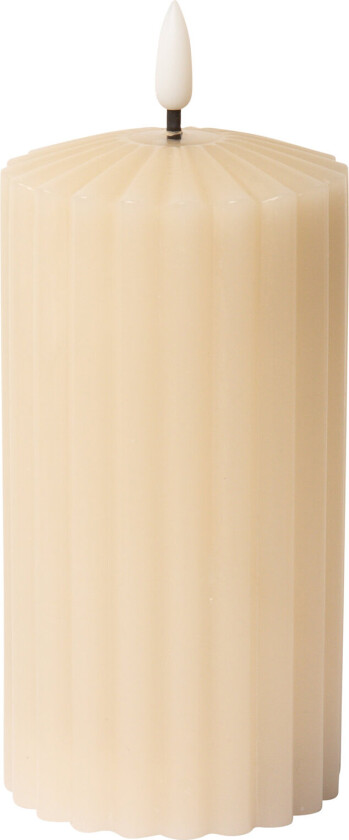 Striped Led Pillar Candle - Beige - H15CM