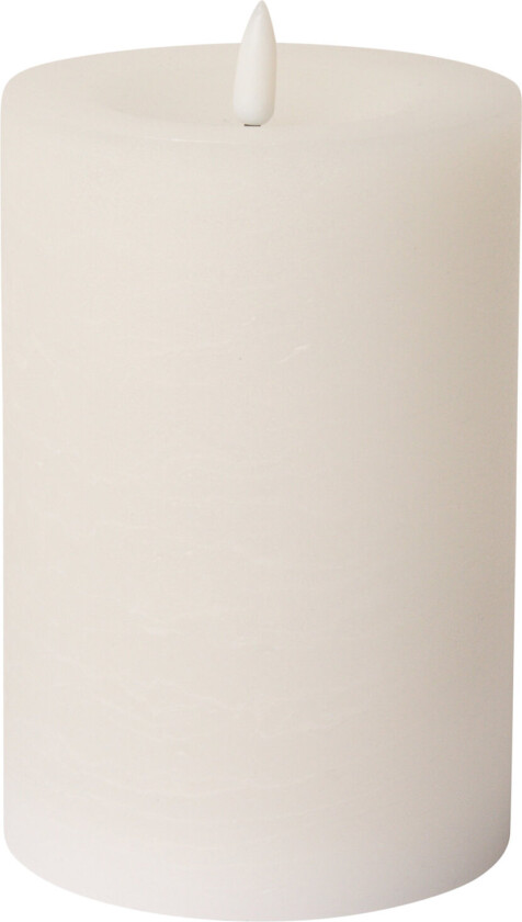 Rustic Finish Led Pillar Candle - White - H15CM
