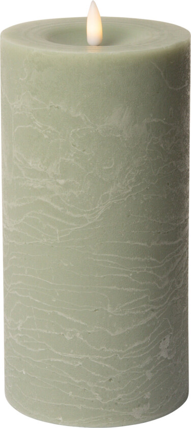 Rustic Finish Led Pillar Candle - Green - H20CM