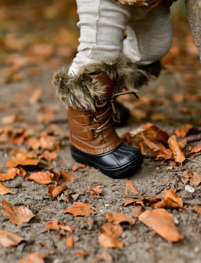 Winter Boot Rubber W. Fake Fur - Brown - 23