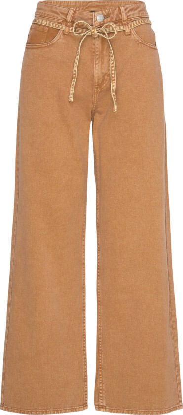 Low Waisted Relaxed Twill Trousers - Brown - 42