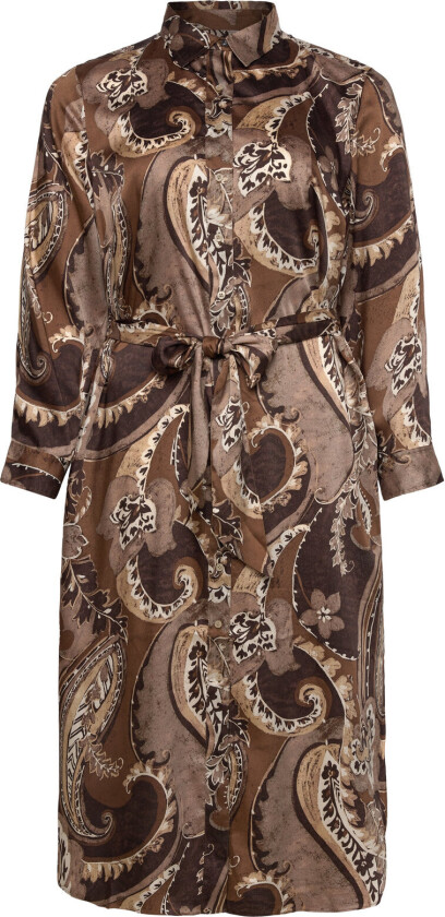 Paisley Twill Shirtdress - Brown - 52