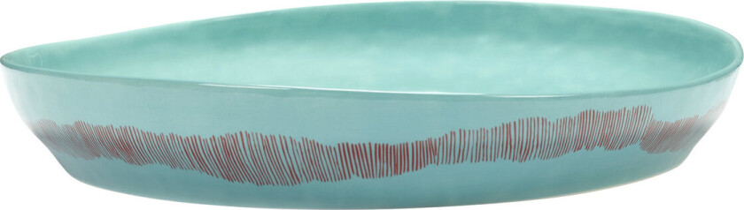 Serving Bowl M Azure Stripes Red Feast - Blue - M