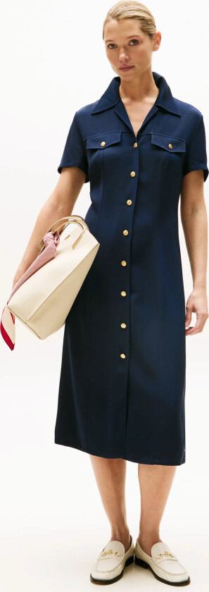 Vis Twill S/S Shirt Dress - Navy - 38