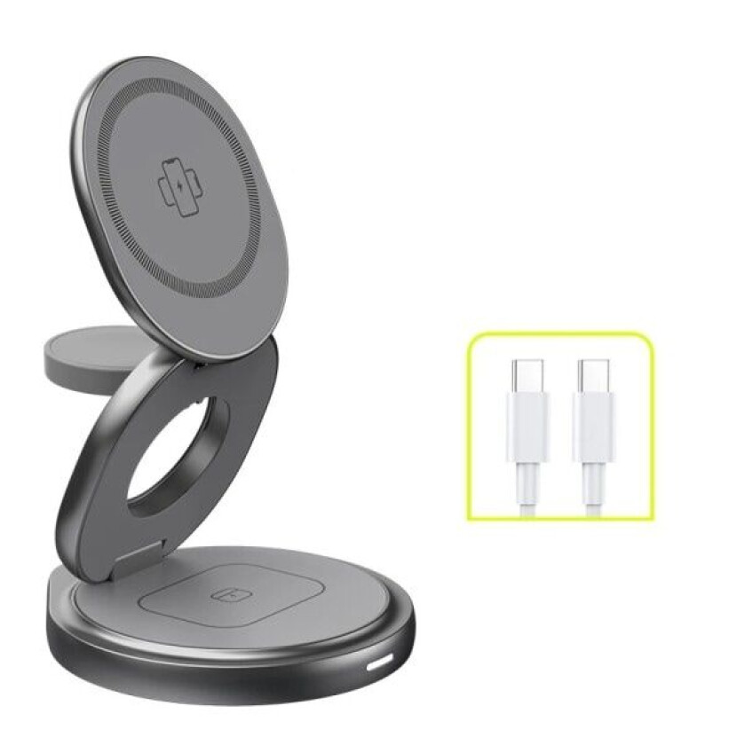 3 I 1 Ladestasjon For Apple,Travel lader for flere enheter sammenleggbar magnetisk lader for iPhone Apple Watch AirPods