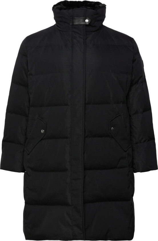 Faux-Fur-Trim Funnelneck Down Coat - Black - 46-48