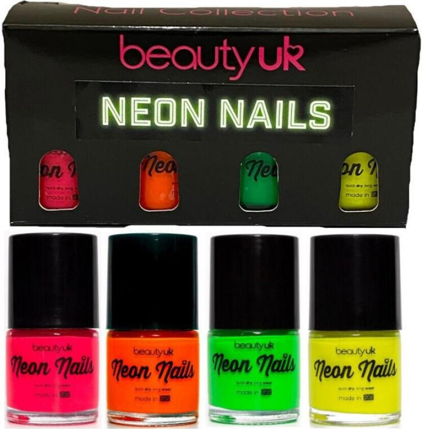 Beauty UK Neon Nail Polish Set 1 4x9ml