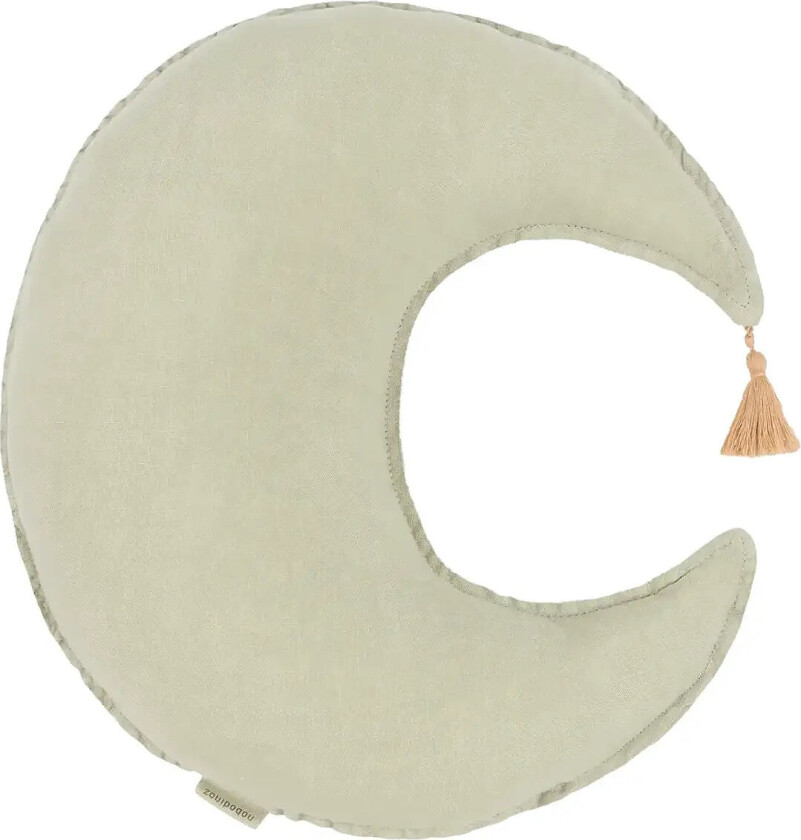 Moon Cushion In Washed French Linen L1N0 - Khaki green - ONE SIZE