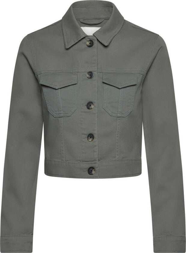 Cropped Twill Jacket - Khaki green - XS