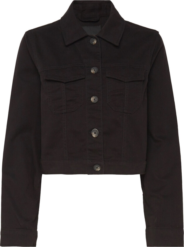 Cropped Twill Jacket - Black - S