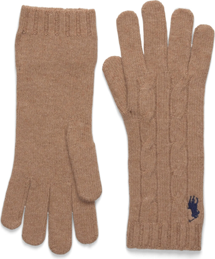 Cable-Knit Wool-Cashmere Gloves - Beige - ONE SIZE