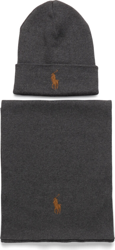 Rib-Knit Cotton Beanie & Scarf Gift Set - Grey - ONE SIZE