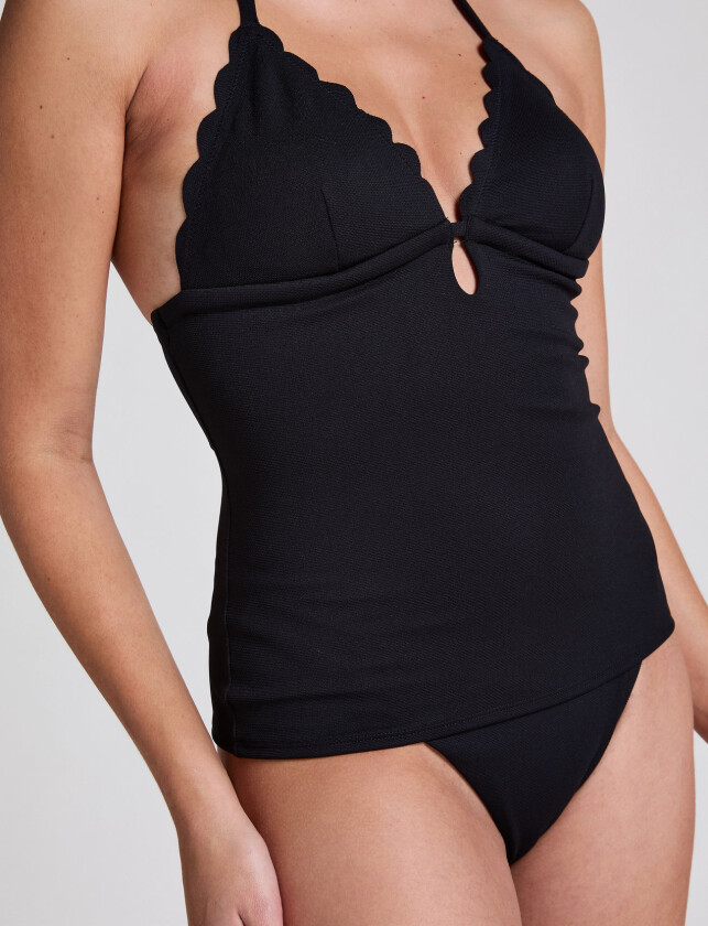 Scallop Shaping Tankini - Black - XS