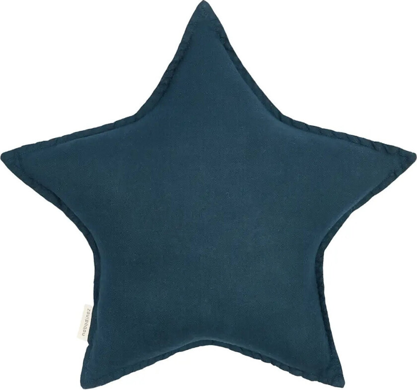 Star Cushion In Washed French Linen L1N0 - Blue - ONE SIZE