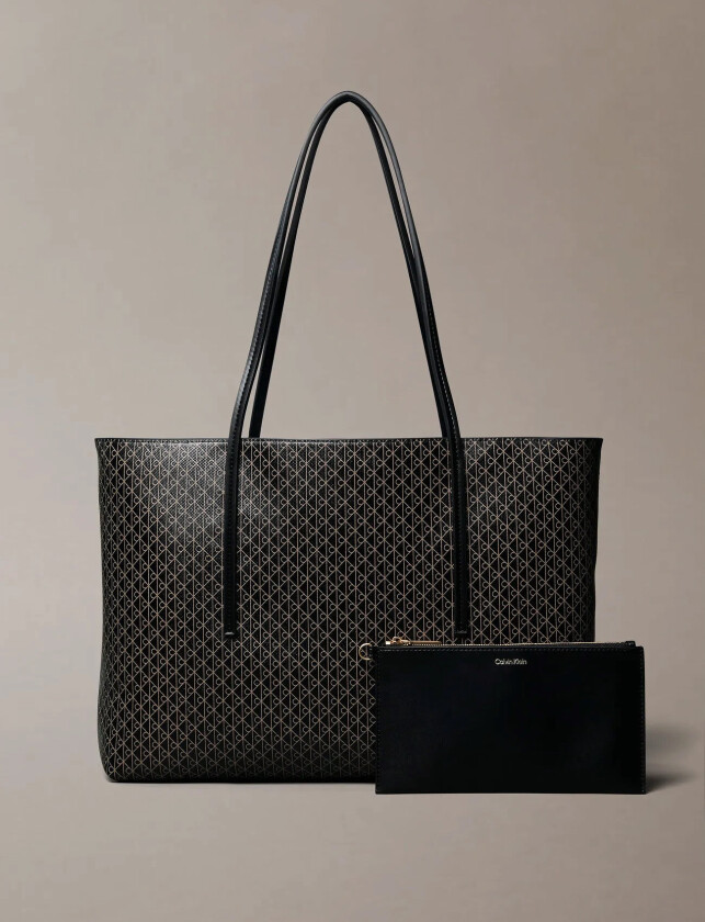 Emblem Aop Tote W/ Pouch - Black - ONE SIZE