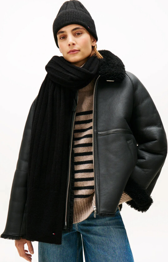 Th Flag Fluffy Beanie & Scarf Gp - Black - ONE SIZE