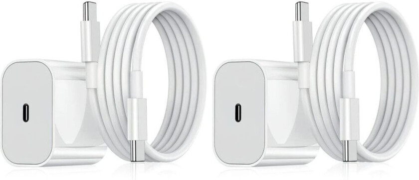 2-Pak - Lader for Samsung Adapter+Kabel 20W USB-C Hurtiglader