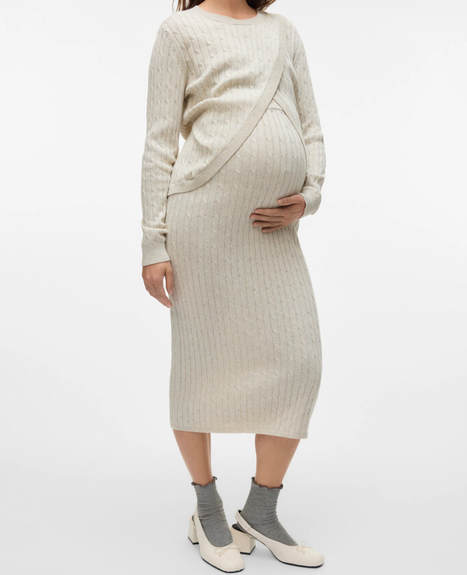 Mlraya Knit Midi Skirt Hw - Cream - S