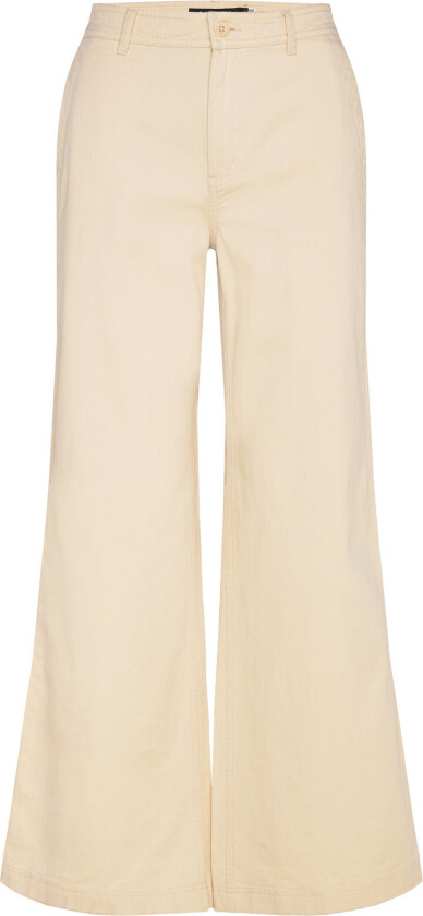 Cotton Twill Wide-Leg Pant - Beige - 42