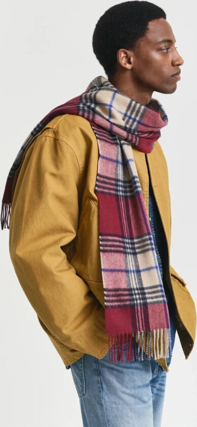 Wool Checked Scarf - Red - ONE SIZE