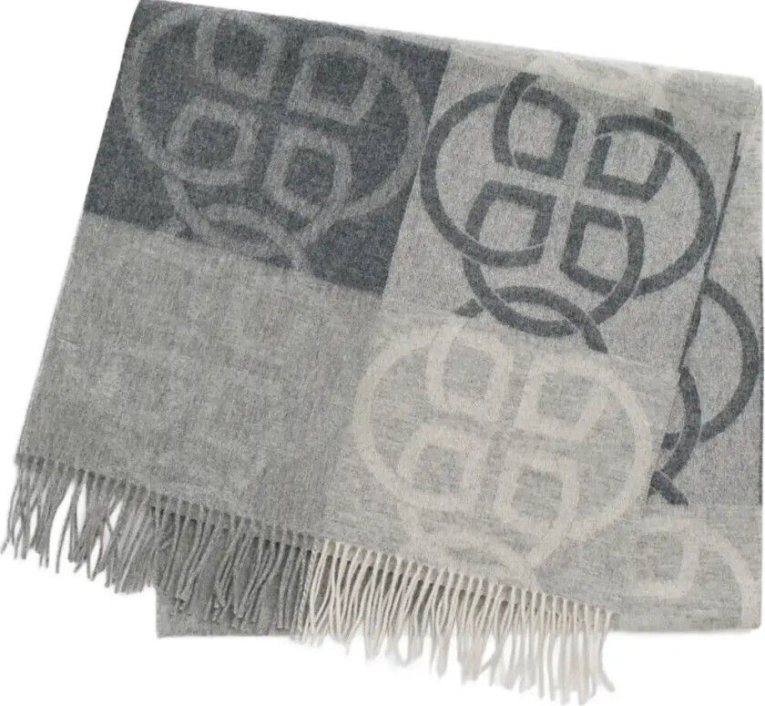 Monogram Wool Scarf - Grey - ONE SIZE