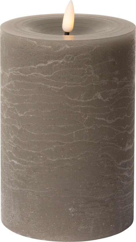 Rustic Finish Led Pillar Candle - Grey - H15CM
