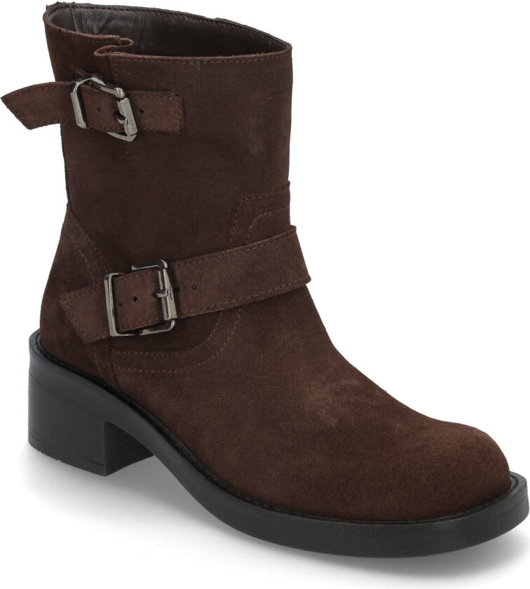 Biaharper Mid Calf Biker Boot Oily Suede - Brown - 40