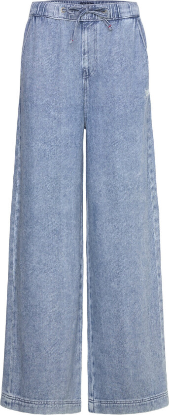 Twill Denim Long Palazzo - Blue - S