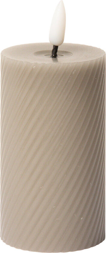 Swirled Led Pillar Candle - Beige - H10CM
