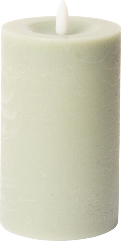 Rustic Finish Led Pillar Candle - Green - H12.5CM