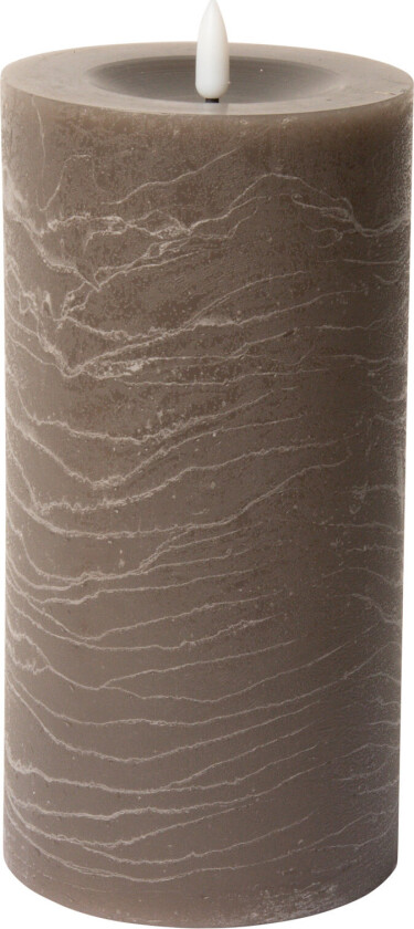 Rustic Finish Led Pillar Candle - Brown - H20CM