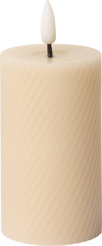 Swirled Led Pillar Candle - Beige - H10CM