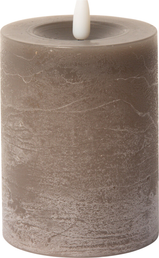 Rustic Finish Led Pillar Candle - Brown - H10CM