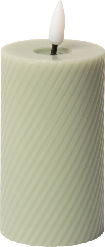 Swirled Led Pillar Candle - Green - H10CM