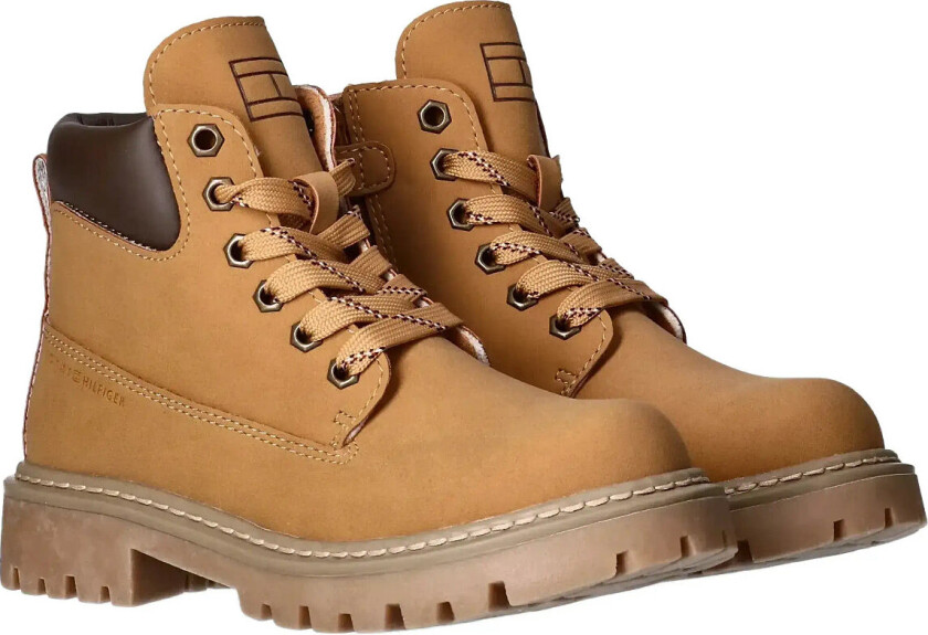 Lace Up Booties Faux Nubuck/Leather - Beige - 32/21CM