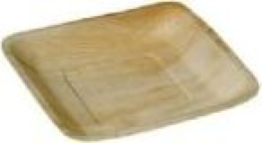 Tallerken 24x24 cm Firkant Bionedbrydelig Palmeblad,4 ps x 25 stk/krt