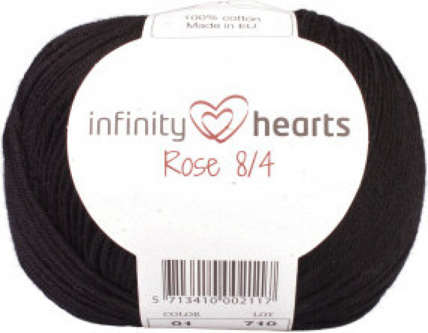 Rose 8/4 Garn Unicolor 01 Svart
