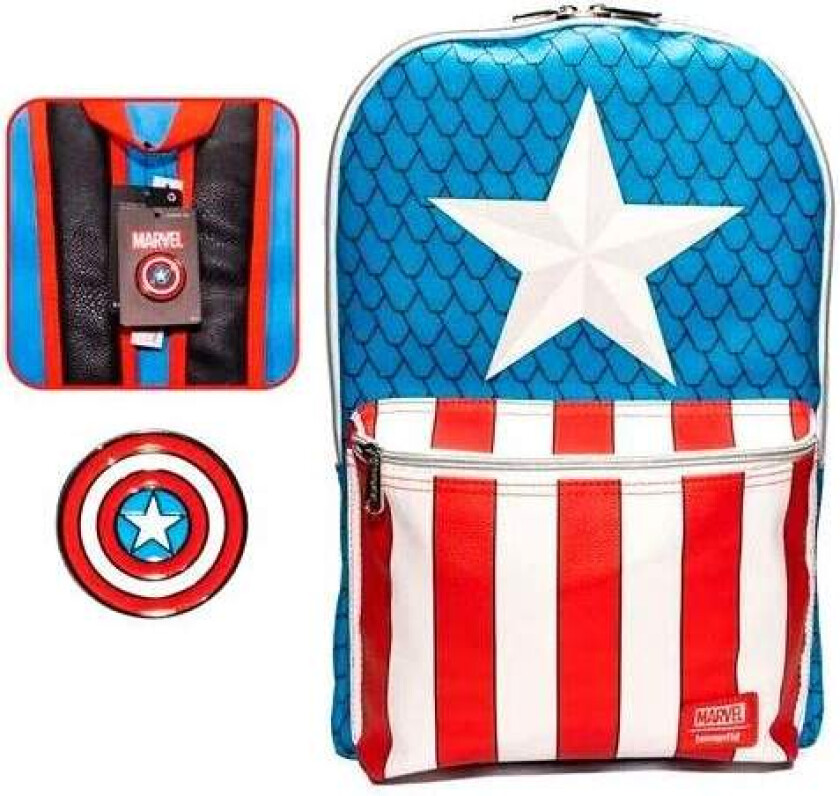 Marvel Captain America-ryggsekk med pin 45 cm