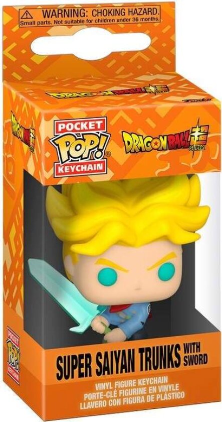 Dragon Ball Super Saiyan Trunks nøkkelring med sverd, lommestørrelse