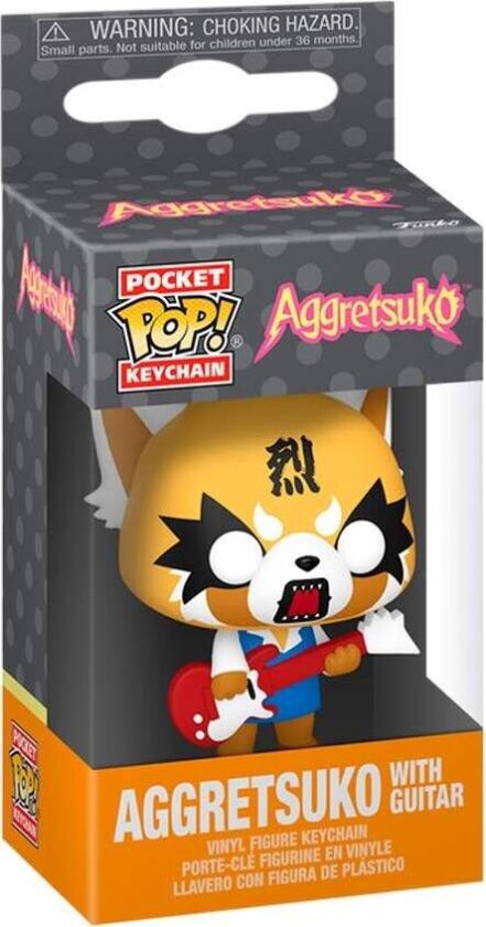 Aggretsuko nøkkelring med gitar, lomme POP samleobjekt