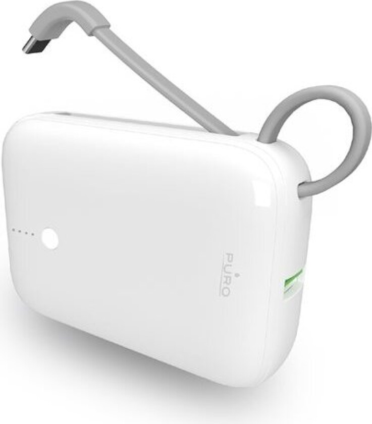 Power Link 10 Plus 10000 mAh kraftbank med innebygd USB-C-kabel - hvit