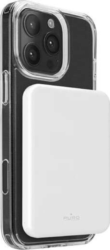 Powerbank Puro Mag Plus 5000 mAh 20 W Qi2-kompatibel med MagSafe 1x USB-C Power Delivery - hvit