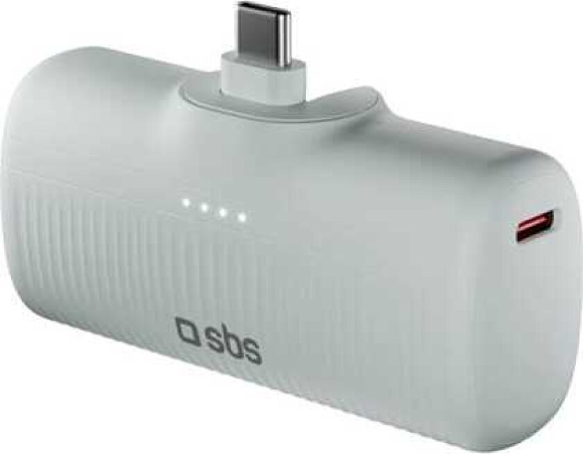 EcoPower 5000 mAh 10W Powerbank med innebygd USB-C-port - grå