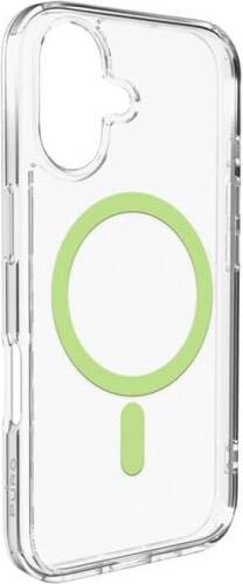 Lite Mag TPU+PC-etui kompatibelt med MagSafe for iPhone 17 - gjennomsiktig med grønn ring