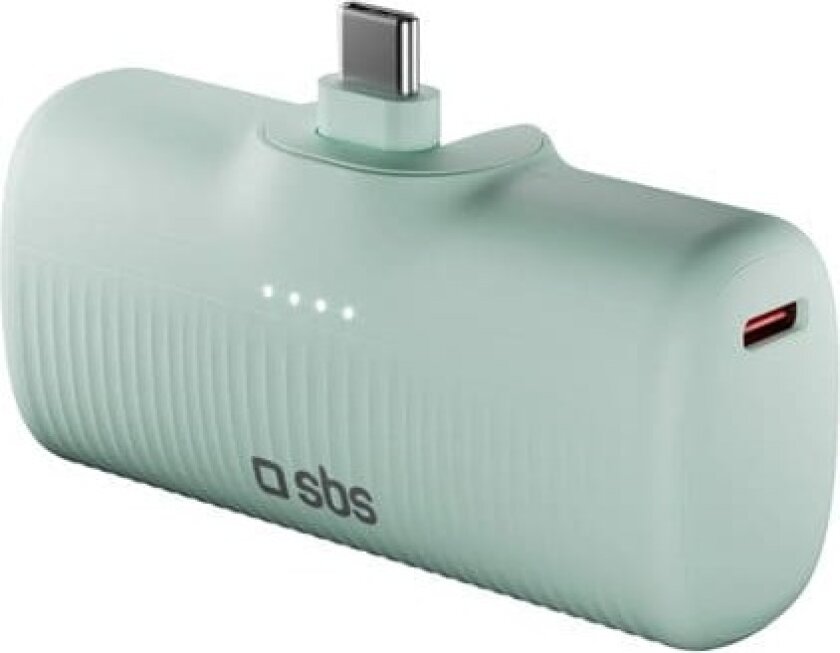 EcoPower 5000 mAh 10W Powerbank med innebygd USB-C-port - grønn