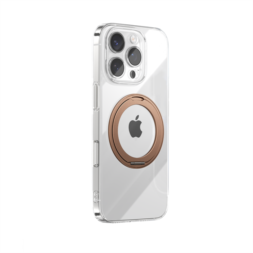 JR-16JL6 iPhone 16 Pro ultratynt MagSafe-kompatibelt etui med 360° ringstativ - gull